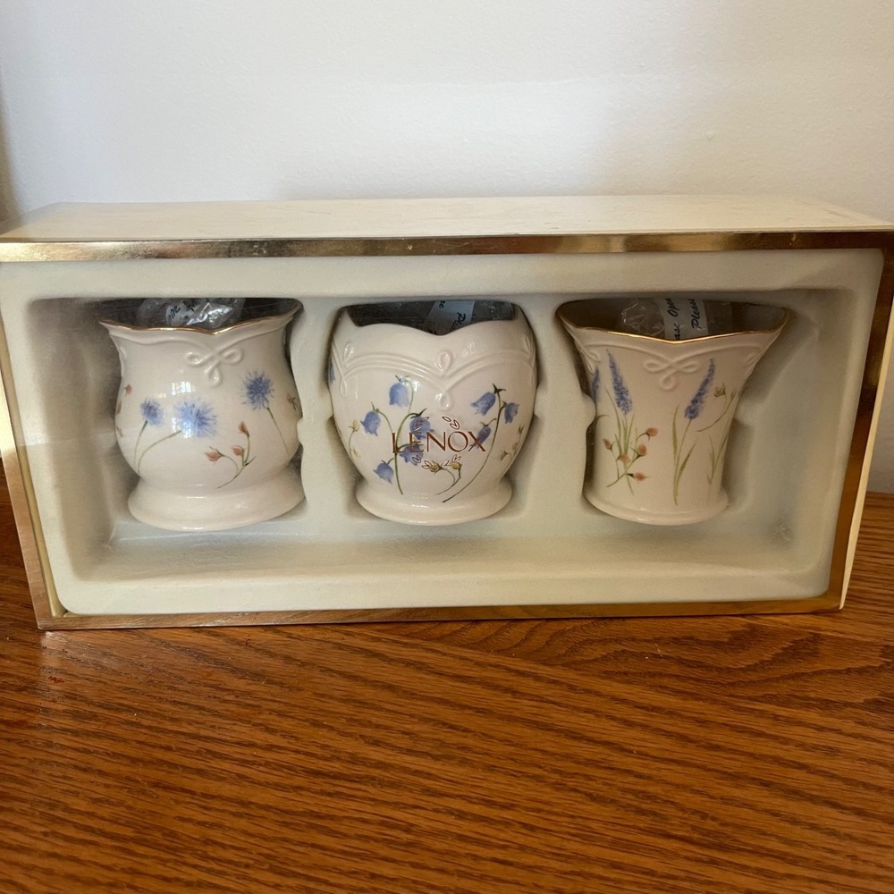 Lenox Classic Set 3 Floral Votives NIB Gold Collectible Shabby Chic Cottagecore